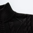 thumbnail image 5 of Men's Sweater Long Sleeve Quarter Zip Stand Neck Solid Cable Knit Pullover Top Black M, 5 of 7