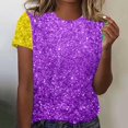 thumbnail image 4 of Outfmvch T-Shirts Mardi Gras pour Femmes, T-Shirts Graphiques, T-Shirts de Carnaval, Vêtements Mardi Gras, T-Shirt Imprimé à Manches Courtes Col Rond pour Femmes, Haut Décontracté à la Mode Violet L, 4 of 4