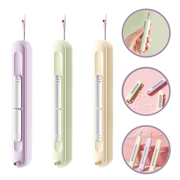 FONDOTIN 3Pcs Lightweight Embroidery Threader Tool with Seam Ripper for DIY Crafting Projects