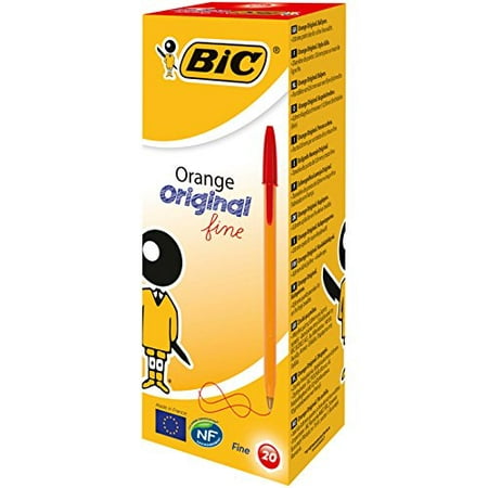 BIC Orange Original Fine Ballpoint Pens Fine Point (0.8 mm) - Red, Box of 20