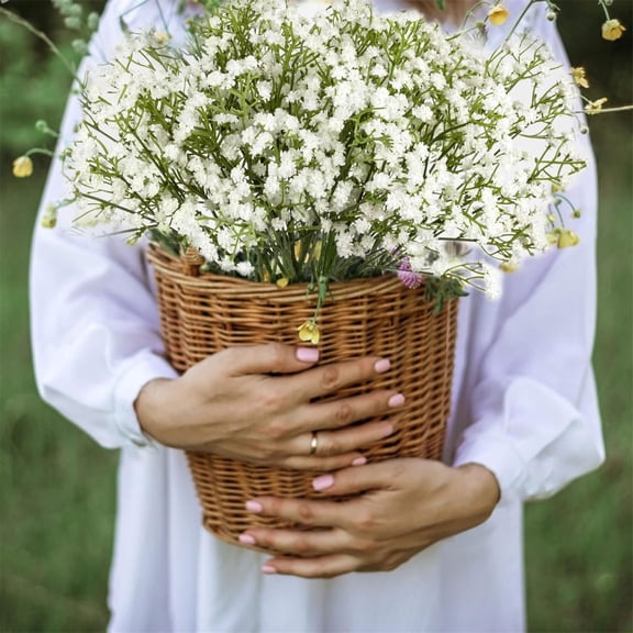 Clearance Under $1 Artificial Baby's Breath Stem – 90 Head Lifelike Flower for Wedding Bouquets (White)