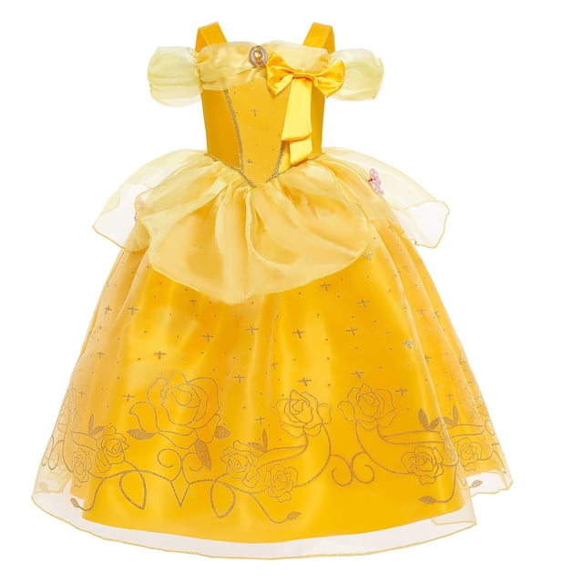 Vestidos de Halloween con pompones para niños Vestidos de princesa Vestidos amarillos