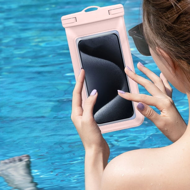Funda impermeable para teléfono Estuche impermeable universal para móviles | PVC con certificación IPX8 | Se adapta a smartphones de hasta 6,5" | Pantalla táctil frontal transparente | Cordón seguro