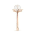 thumbnail image 3 of ANGARA Japanese Akoya Cultured Pearl Halo Engagement Ring in 14K Rose Gold for Women | June Birthstone, Birthday, Anniversary, Jewelry Gift for Women | Pearl Ring, 3 of 9