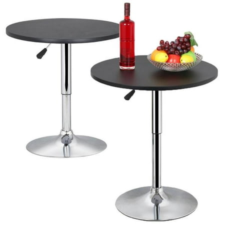Topeakmart Set of 2 Modern Round Bar Table 360° Swivel Adjustable Gas Lift Coffee Dining