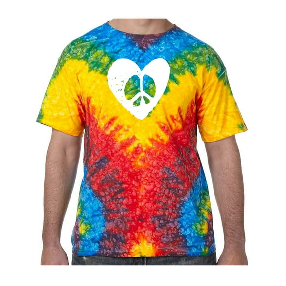Hippie Heart Peace Sign Psychedelic Tie Dye Tee Shirt - Woodstock, 3XL