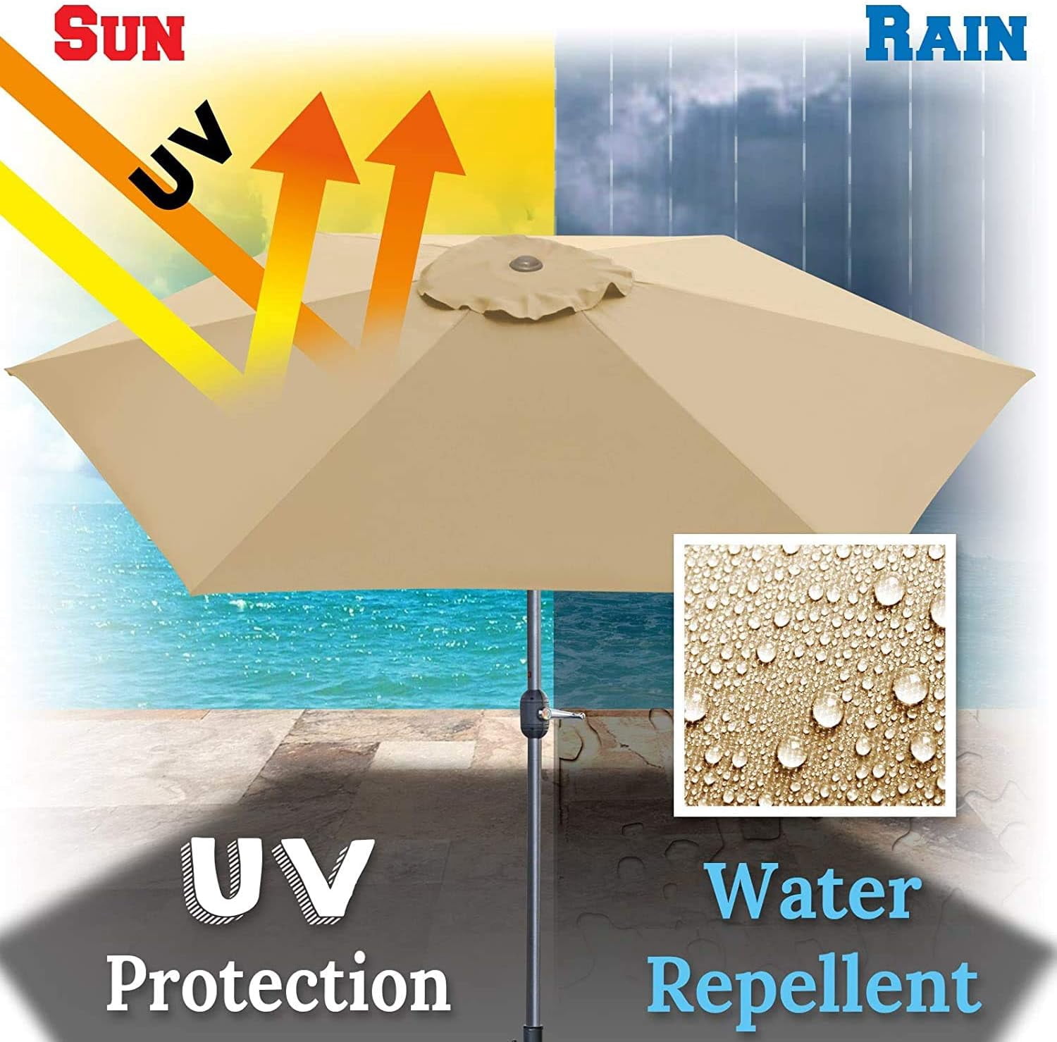 SOLAXO 9ft Umbrella Cover Only for 8 Rib Outdoor Patio Umbrella Replacement Canopy Top