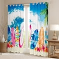 thumbnail image 2 of Erosebridal Sea Surfing Curtains for Living Room,Ocean Beach 30%-50% Blackout Curtains Set of 2 (38x45),Curtains Pack of 2 (38x45),Floral Decoration, 2 of 6