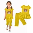 thumbnail image 5 of Piuwrlz Boys Girls Short Sets Kids Summer Outfit Set Printed Round Neck Tight T-Shirt and Shorts Set Yellow Size 1 Years, 5 of 6