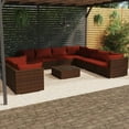 thumbnail image 1 of vidaXL 10 Piece Garden Lounge Set with Cushions Brown Poly Rattan, 1 of 5