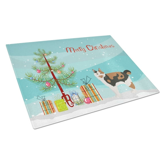 Carolines Treasures CK4600LCB Cymric 2 Cat Merry Christmas Glass Cutting Board Large, 12H x 16W, multicolor