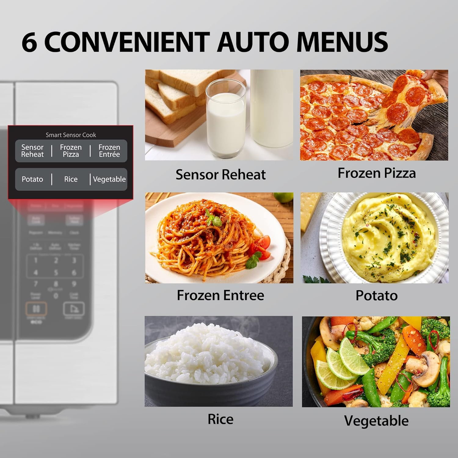 Toshiba Countertop Microwave Oven, 2.2 Cu Ft, 1,200 Watts, Humidity Sensor, 6 Presets, Mute Function, Stainless Steel