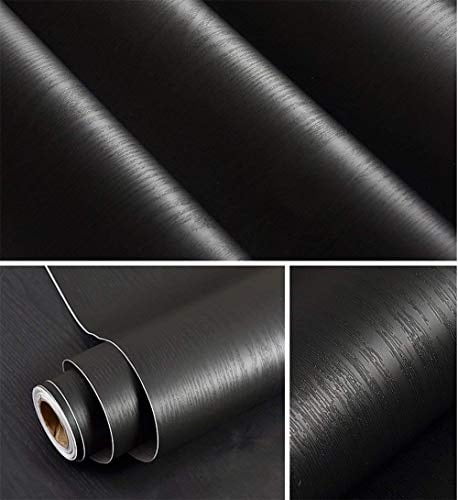 Glow4u Black Wood Textured Grain Contact Paper Vinyl Self Adhesive