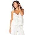 thumbnail image 6 of Celebrity Pink Women's Spaghetti Strap Button Front Stripe Tank, Sizes XS-XXXL, 6 of 8