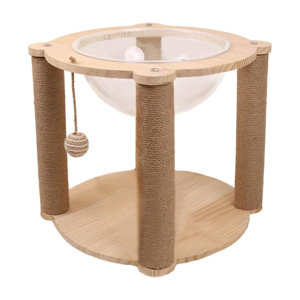 Cama para gatos con forma de cápsula de madera, nido para dormir, centro de actividades para todas las estaciones, hamaca para gatos, tablero rascador Cuatro pilares