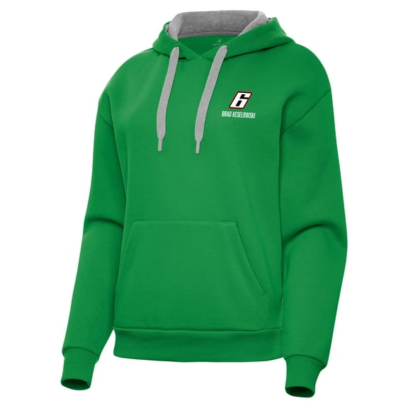Women's Antigua  Kelly Green Brad Keselowski Victory Pullover Hoodie