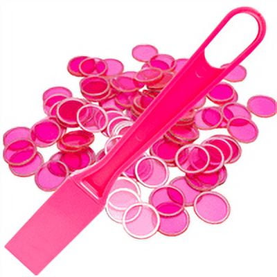 100 Clear Pink Magnetic Ball Wand Bingo Chips Hard Card Plastic Game Markers 100 Clear Pink Magnetic Ball Wand Bingo Chips Hard Card Plastic Game Markers