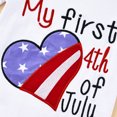 thumbnail image 4 of Baby Girl My First 4th of July Outfits Newborn Infant Short Sleeve American Flag Romper +Ruffle Shorts +Headband Set, 4 of 7