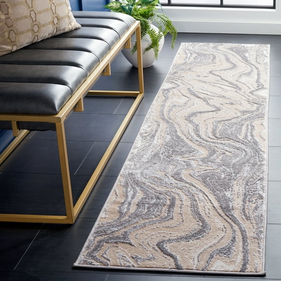 SAFAVIEH Amelia Jerrod Abstract Runner Rug, Beige/Gray, 2' x 8'