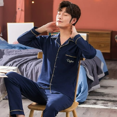 

PIKADINGNIS New Cotton Pajamas for Men New Style Warm Long Sleeve Male Pocket Pyjama Set 80 Kg 95 Kg Wear Sleep Top Pant 4XL 5XL