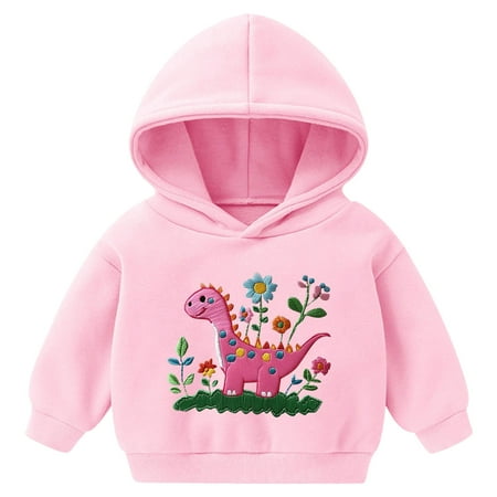 yocbz Baby Boys Dinosaurs Hoodie Boy Girls Truck Pullover with Pocket Toddler Boy Kids Rocket Sweatshirt Pink 5-6 Years