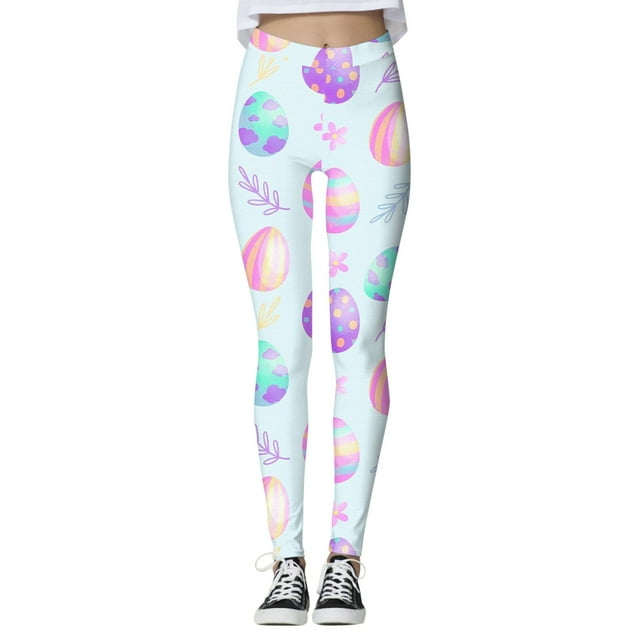 PMVFHDE Leggings Imprimés de Festival de Résurrection de Pâques Personnalisés pour Femmes pour Course et Performance Collants Bleu Clair,P