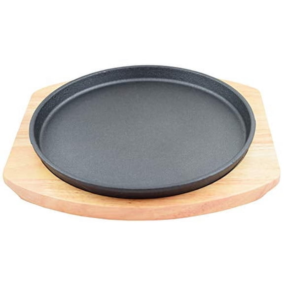 Sunrise Round Cast Iron Set W/ Rubber Wood Underliner (9.45")