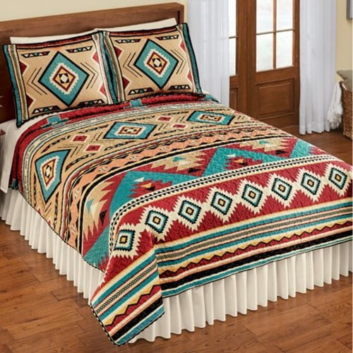 rustic-southwest-style-aztec-pattern-quilt-twin-burgundy-taupe-walmart-walmart