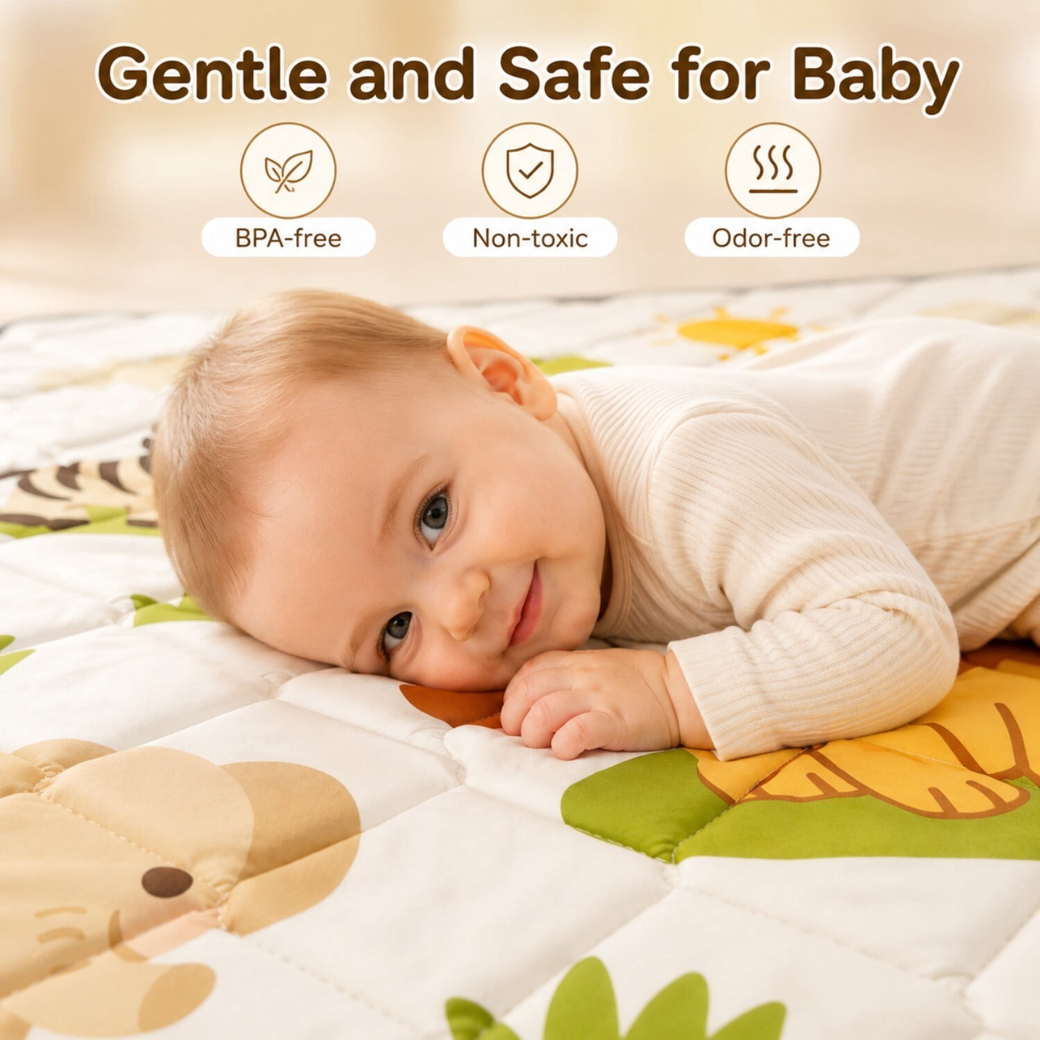 Easy4Home Large Foldable Baby Play Mat,71"x59" Non-Slip Thick Foam Crawling Mat Machine Washable Playpen Mat for Infants & Toddlers