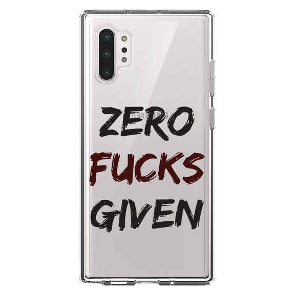 DistinctInk Clear Shockproof Hybrid Case for Galaxy Note 10 PLUS (6.8" Screen) - TPU Bumper Acrylic Back Tempered Glass Screen Protector - Zero F's Given