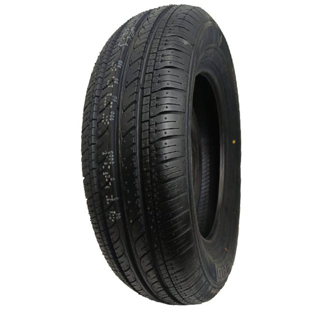 llanta 165/70r14 Habilead Comfortmax H202 81T, vista 3/4 frontal de llanta negra para rin 14 con dibujo direccional, surcos longitudinales y canales de evacuación; banda de rodamiento con marcadores de fábrica visibles, diseñada para conducción urbana suave y silenciosa. Marca Habilead en el flanco. A menudo usada como repuesto de emergencia en autos compactos.
