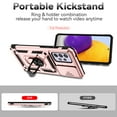 thumbnail image 3 of Heavy Duty Armor Case for Samsung Galaxy A52 5G, Rugged PC Soft TPU Military Grade Shockproof Metal Magnetic Car Mount Shockproof Cover with Camera Lens Sliding Ring Holder Bracket Case,Rosegold, 3 of 8