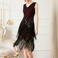 thumbnail image 4 of IROINNID V-Neck A-Line Dress For Women Fashion Suspender Sequin Feather Sleeveless Solid Mini Dress Party Dress Comfort Waist Dress, 4 of 6
