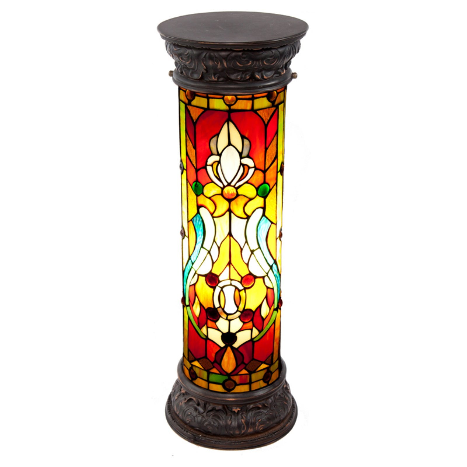 River Of Goods Fleur De Lis Stained Glass Pedestal Lamp Com
