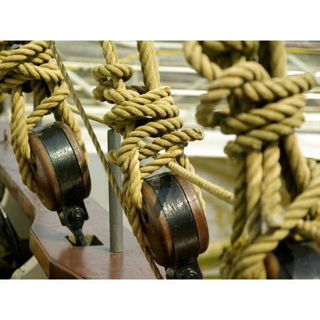 Canvas Print Sea Sailboat Boat Halyard Strings Rope Stretched Canvas 10 x