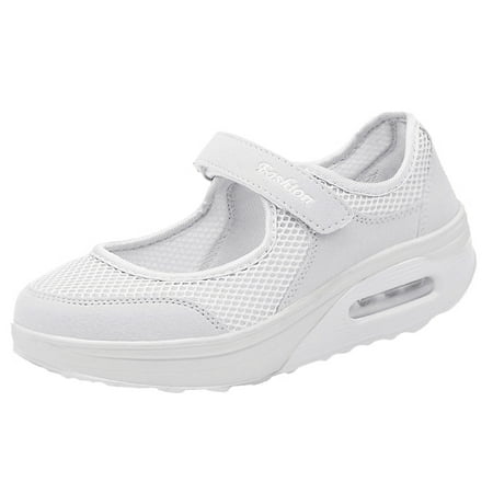 

casual shoes for Women Platform Shoes For Women Fashion Casual Breathable Lightweight Platform Shoes Sport Running Shoes cloth Dress Sandals for Women White