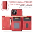 thumbnail image 2 of Allytech 2 in 1 Detachable Wallet Case for iPhone 15 Plus with Cash Pocket & Cash Slots, [Magnetic Clasp] [Kickstand] Retro PU Leather Soft TPU Shockproof Anti-Scratch Slim Case - Red, 2 of 9