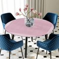 thumbnail image 3 of Pink Geometric Round Fitted Tablecloth with Elastic Edge, Waterproof Table Cloth Table Cover for 45"-54" Tables, White Greek Key Design Burlap Modern Art Tablecloths for Dining Picnic Indoor Outdoor, 3 of 9
