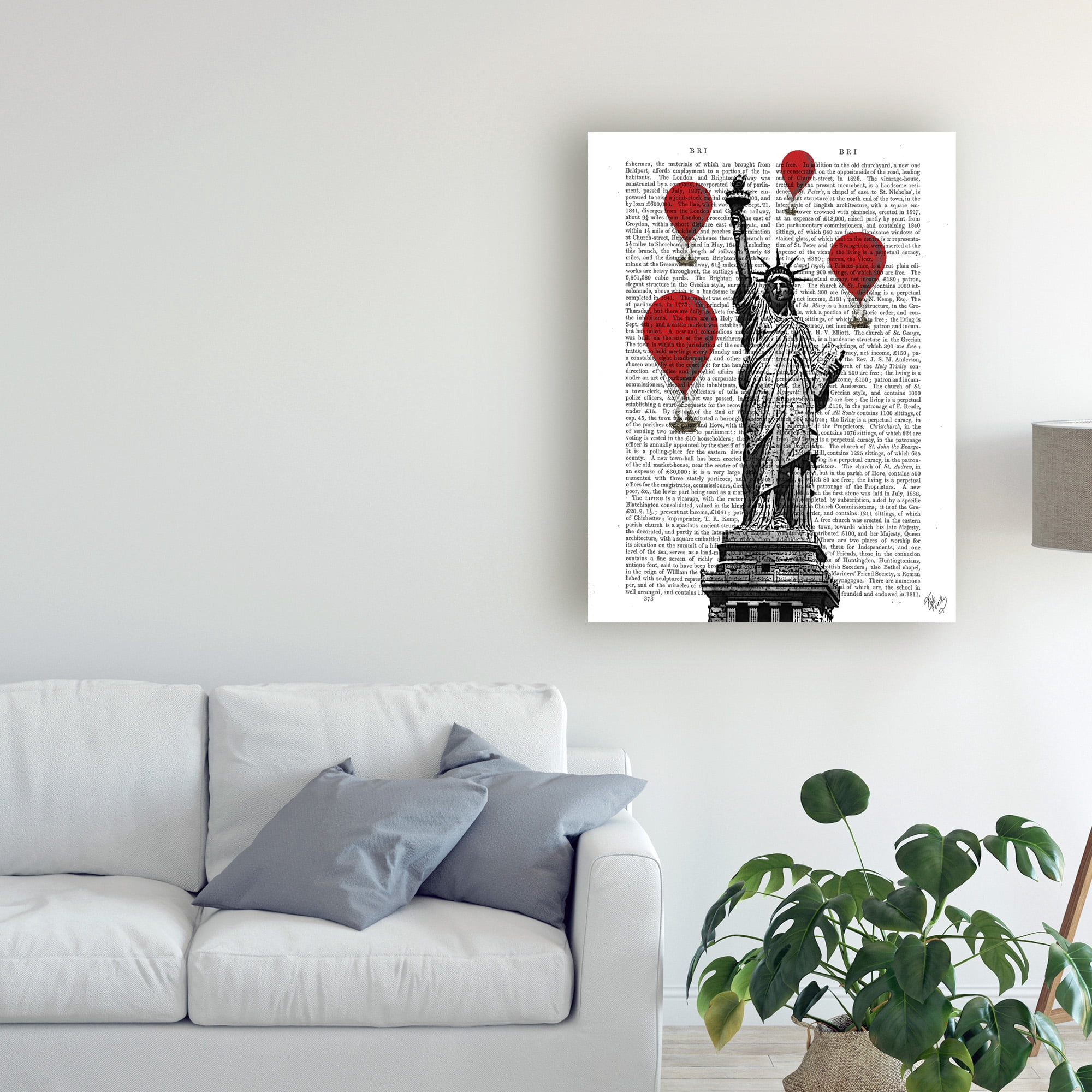 Trademark Fine Art 'Statue Of Liberty And Red Hot Air Balloons' Canvas Art by Fab Funky
