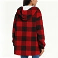 thumbnail image 4 of Christmas Women's Plaid Printed Fleece Thick Coats, Button-Down Hooded Sweater with Pockets, Fall Causual Outfits, 4 of 7