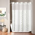 thumbnail image 2 of No Hook Shower Curtain, Spring Botanical Shower Curtains for Bathroom with See Through Top Window, Modern Simple Floral Stripes Sage Green Waterproof & Washable Bath Curtain Extra Long 72"x84", 2 of 9