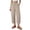 Khaki, variant on Vivianyo HD Women's Drawstring Elastic Waist Capri Pants, Straight Leg Solid Casual Cropped Trousers for Women, Women's Khaki, Sizes S-2XL