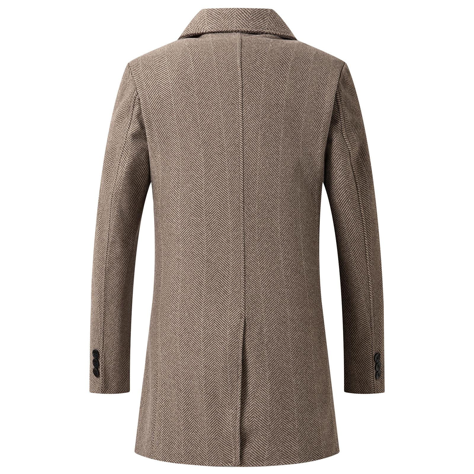 ZHPUAT Men's Wool Overcoat Long Pea Coat Winter Trench Coat Slim