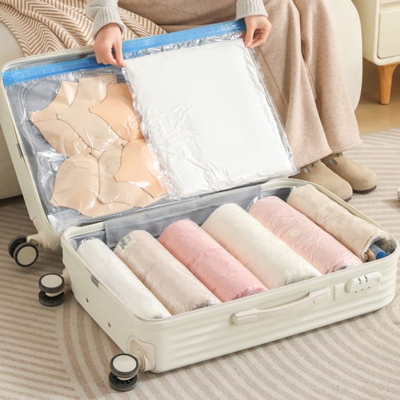Vacuum Storage Bag Plastic Travel Organizer 15.75x11.81in No-Pump Compression Sleeve Blue 1-Pack Lightweight Clothes Quilt Down Jacket Underwear Saver