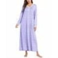 thumbnail image 2 of Ekouaer Women Ultra Soft Nightgown Long Sleeve V Neck Sleepwear Henley Button Down Night Shirt, 2 of 5