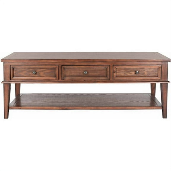 SAFAVIEH Manelin Rustic Coffee Table with 3 Storage Drawers, Sepia
