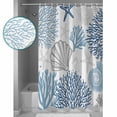 thumbnail image 3 of Shower Curtain Bathroom Set Marine Life Ocean Starfish Shell Waterproof Fabric Shower Curtains with Grommets&Hooks Watercolor Coral on White Privacy Bath Curtain for Bathtub 72x84in, 3 of 7