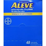 48 Packets Aleve Sodium Pain/Fever Reducer All Day Strength (1 Caplet in a Packet)