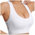 thumbnail image 3 of UOCUFY Front Zipper Sports Bras for Women Wirefree Post Surgery Bra Front Closure Racerback Compression Mastectomy Bras (White,M), 3 of 7