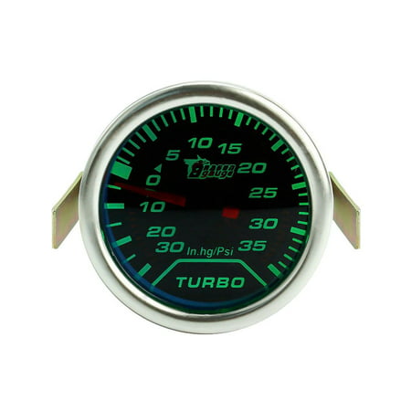 52mm 12V LED Green Light Turbo Press Gauge Meter Turbo Boost Gauge Vacuum Press Meter Turbocharged Pointer